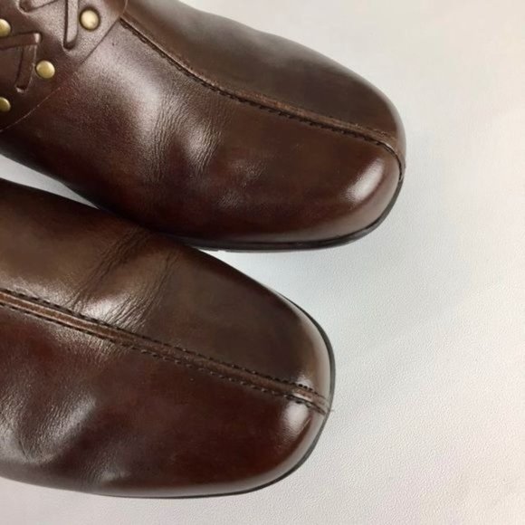 Clarks Womens Mirabelle Brown Leather Heeled Mules Comfort Shoes size 7.5W Wide - Picture 8 of 16